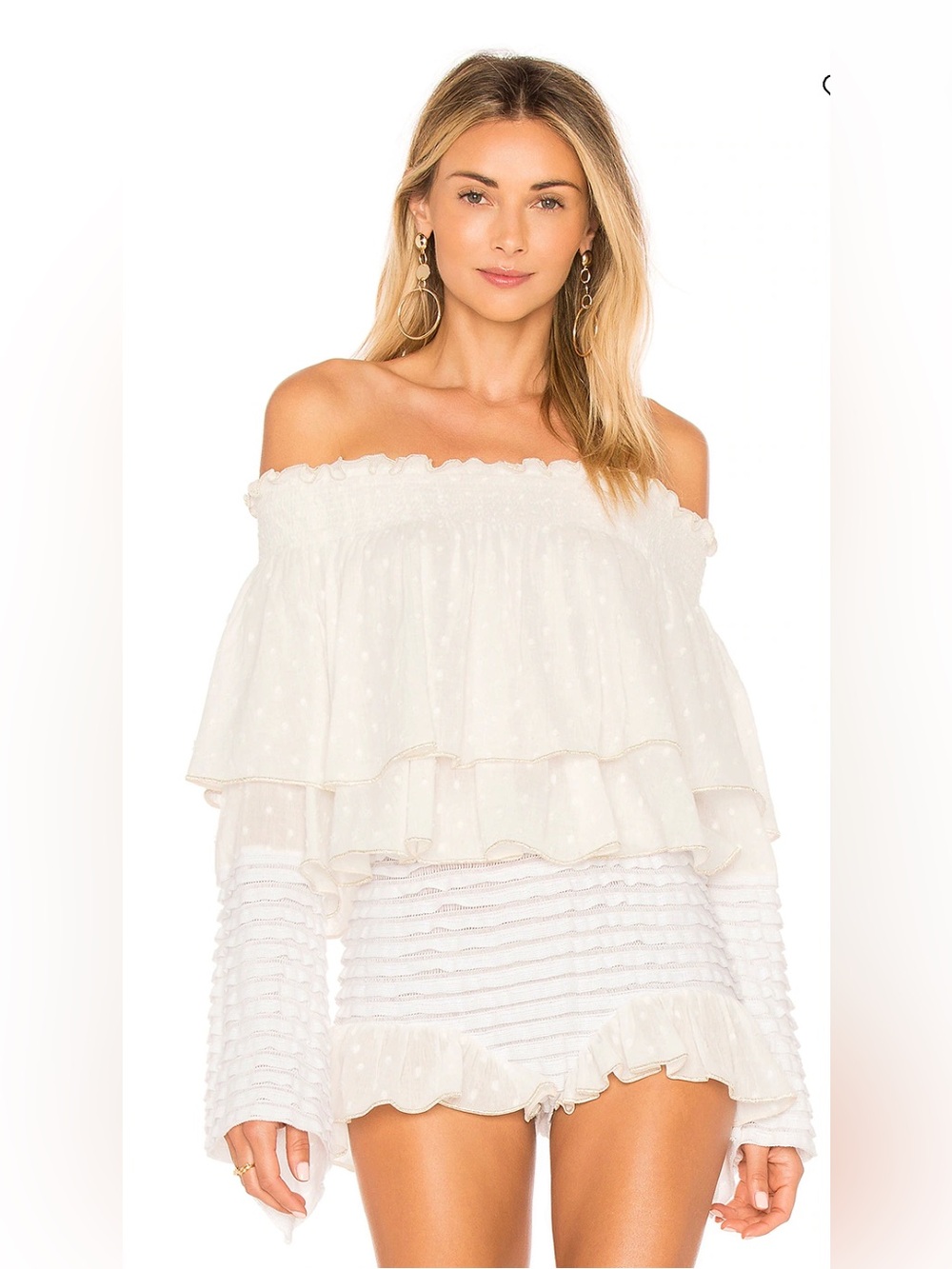 Off-Shoulder White Ruffle Top